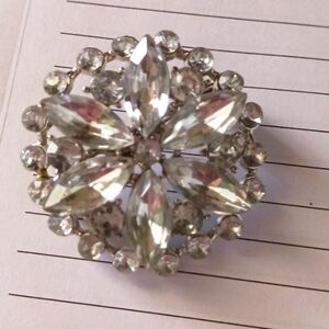 Silver Tone Rhinestone Brooch